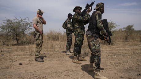 FILE PHOTO: A US special forces soldier trains Nigerian soldiers in Thies, Senegal, on February 11, 2016.