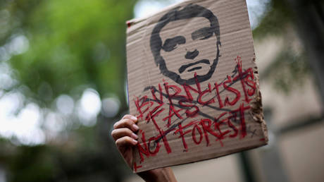 A placard during a demonstration against Amazon forest fires in Mexico City.