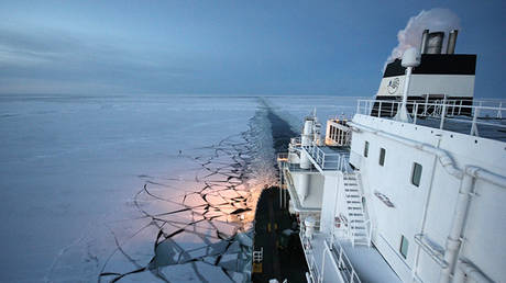 FILE PHOTO: The Ob River tanker sailing in the Arctic © AFP / Gazprom