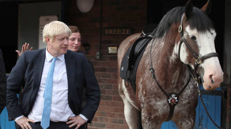 Britain's Prime Minister Boris Johnson visits West Yorkshire Police Training and Development Centre on September 5, 2019.