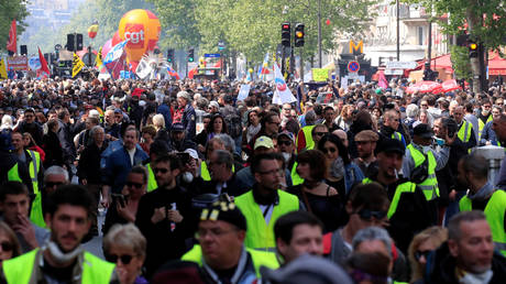 French unions and yellow vests protesters in Paris, France. File photo