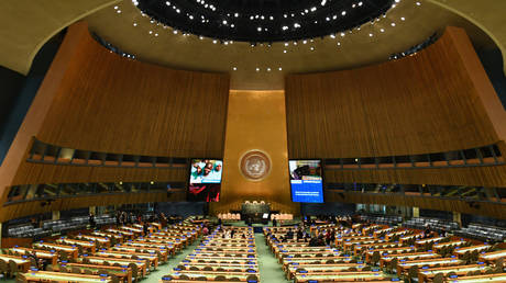 The United Nations General Assembly Hall in New York City. © Getty Images / AFP / Slaven Vlasic