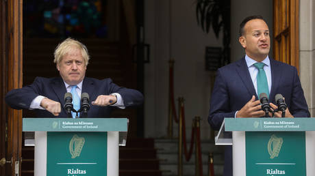 File photo of British Prime Minister Boris Johnson, left, and Irish Taoiseach Leo Varadkar © AFP / Lorraine O'SULLIVAN