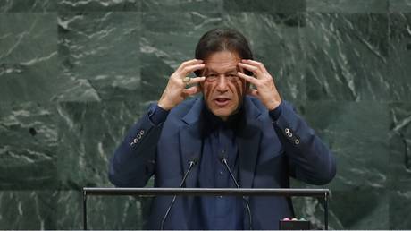 Imran Khan, Prime Minister of Pakistan addresses the 74th session of the United Nations General Assembly. © Reuters / Lucas Jackson