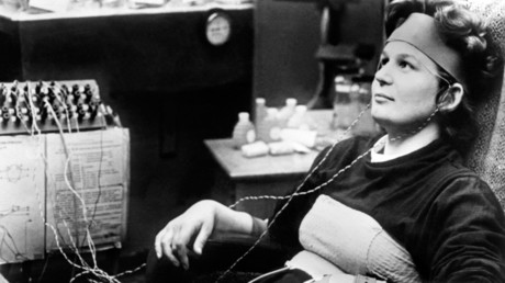 Valentina Tereshkova is seen during a training session at Baikonur cosmodrome in June 1963. © AFP
