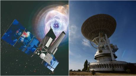 Spektr-RG  space X-Ray observatory. © srg.iki.rssi.ru; RT-70 radio telescope in Crimea. © Sputnik / Alexandr Polegenko 