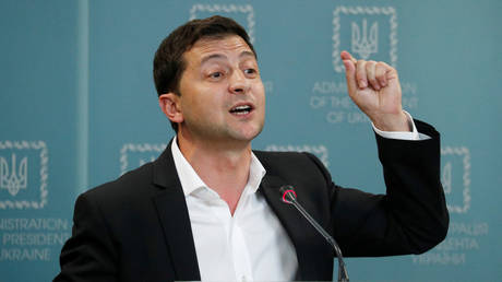 Ukrainian President Volodymyr Zelenskiy speaks during a news conference in Kiev, Ukraine on October 1, 2019.