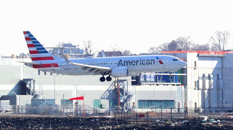 An American Airlines Boeing 737 Max 8, on a flight from Miami to New York City, comes in for landing at LaGuardia Airport in New York, U.S., March 12, 2019. © REUTERS/Shannon Stapleton