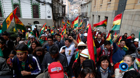 Protest against Bolivia's President Evo Morales in La Paz, Bolivia, November 9, 2019. © REUTERS/Carlos Garcia Rawlins