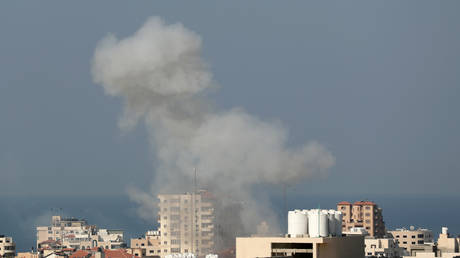 Smoke rises above Gaza after an Israeli strike, November 12, 2019.