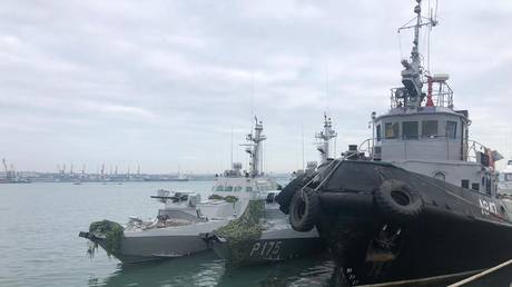 Three military boats seized by Russia in November 2018. © FSB’s border guard directorate via Sputnik