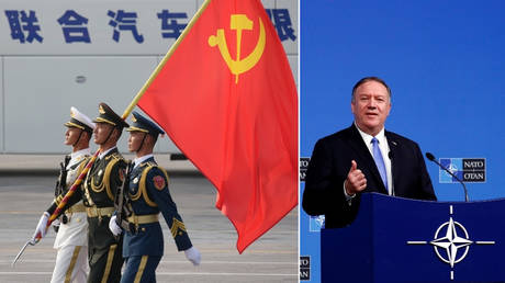 Soldiers of the People's Liberation Army of China (left) US Secretary of State Mike Pompeo (right) ©  REUTERS/Jason Lee;  REUTERS/Francois Lenoir