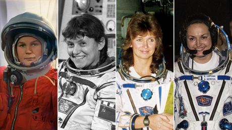 A quartet of Soviet and Russian female cosmonauts from left to right: Valentina Tereshkova, Svetlana Savitskaya, Elena Kondakova and Elena Serova © RIA Novosti