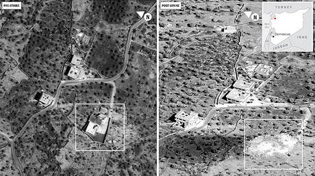 A side by side comparison of Abu Bakr al-Baghdadi's compound before and after an air strike © U.S. Department of Defense/Handout via REUTERS
