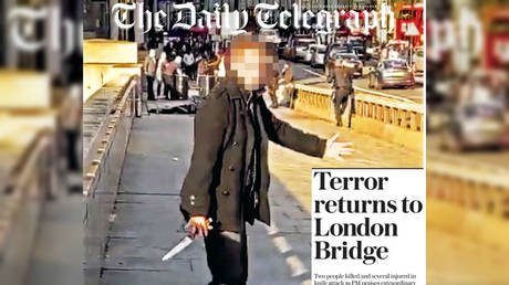 The Daily Telegraph's front page is being heavily criticized. RT has blurred the man's face. © Telegraph