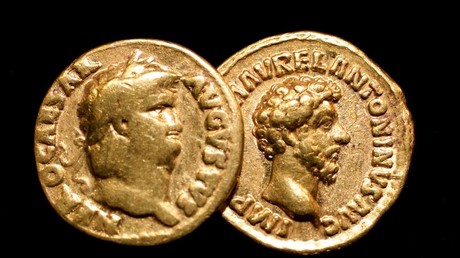 File Photo: Roman coins on display © Jonathan Evans/Reuters 