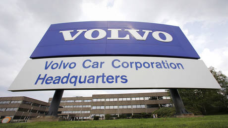FILE PHOTO: A sign is seen outside the Volvo Car Corporation Headquarters in Gothenburg May 20, 2010.