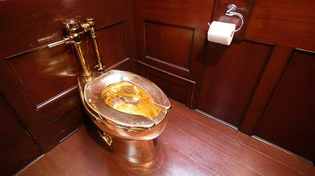 'America', the fully-working solid gold toilet stolen from Blenheim Palace in Woodstock, England © Getty Images / Leon Neal