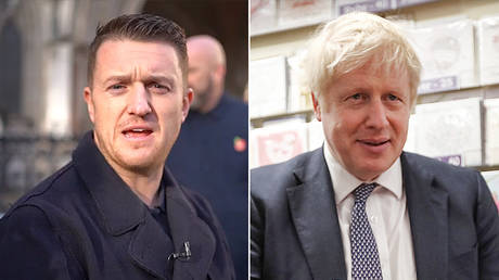 Tommy Robinson (right) has backed Boris Johnson (left). © Ruptly, REUTERS / Frank Augstein