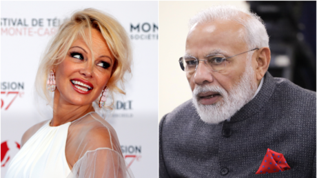 Actress and activist Pamela Anderson © REUTERS/Eric Gaillard ; Indian Prime Minister Narendra Modi © Sputnik/Mikhail Klimentyev
