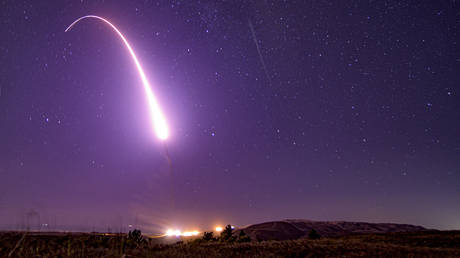 An unarmed Minuteman III intercontinental ballistic missile launch from Vandenberg Air Force Base, California
