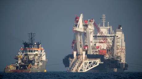 The Nord Stream 2 pipe laying vessel Audacia is pictured off Ruegen island, Germany, November 7, 2018.