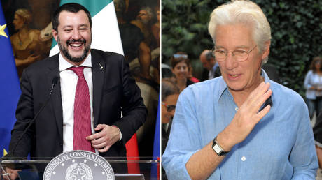 Matteo Salvini (left) said he hopes Richard Gere (right) got a tan during his trip to a migrant ship. © Global Look Press