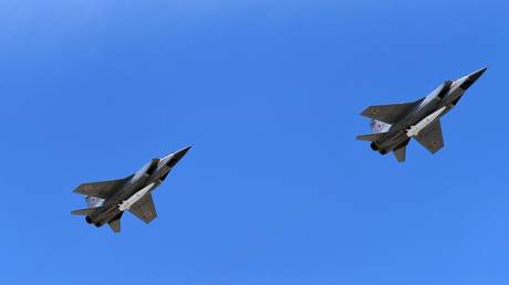 MiG-31 multirole fighter aircraft with Kinzhal hypersonic missiles. © Sputnik / Grigory Sysoev
