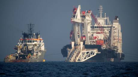 The Nord Stream 2 pipe laying vessel Audacia off Ruegen island, Germany, in 2018. © Reuters / Axel Schmidt