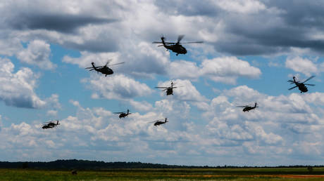 FILE PHOTO: Paratroopers assigned to the 82nd Airborne Division participate in a drill at Fort Bragg, NC, May 2017.