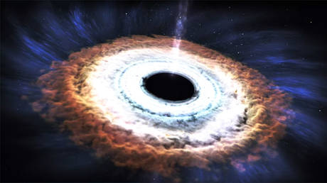 Artist's impression of a black hole ejecting matter. © NASA