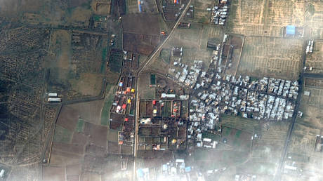 A satellite image showing the area where an Ukraine International Airlines plane crashed after take-off from Iran's Imam Khomeini airport