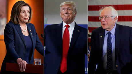 Nancy Pelosi, Donald Trump, and Bernie Sanders © Reuters / Joshua Roberts, Carlos Barria, and Brian Snyder
