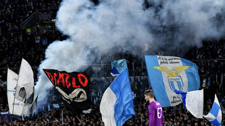 FILE PHOTO: Lazio fans during a match with Roma 7.11.2019 © Global Look Press / Andrea Staccioli