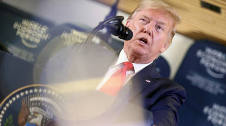 U.S. President Donald Trump holds a news conference at the 50th World Economic Forum (WEF) in Davos, Switzerland, January 22, 2020.