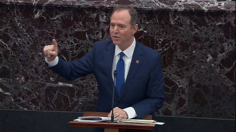 Adam Schiff addressing the Senate