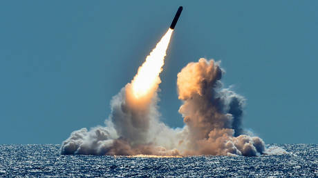 FILE PHOTO: Trident II D5 missile test-launched from the US ballistic missile submarine
