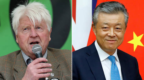 (L) Stanley Johnson, father of British PM Boris Johnson © AFP / ISABEL INFANTES; (R) China's ambassador to Britain Liu Xiaoming © AFP / Tolga AKMEN