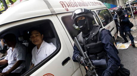 FILE PHOTO: Thai special forces stand near an ambulance