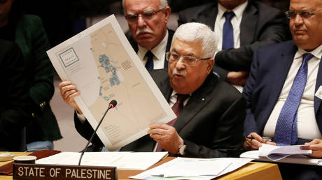 Palestinian President Mahmoud Abbas speaks at the UNSC meeting in New York, US on February 11, 2020.