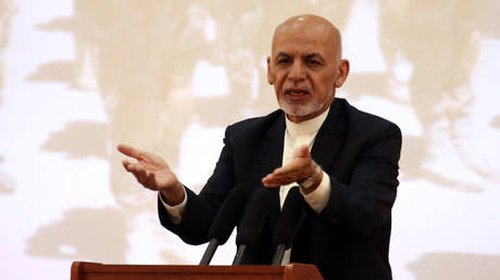 Afghanistan's President Ashraf Ghani speaks in Kabul, Afghanistan. September 2019. © Omar Sobhani / Reuters