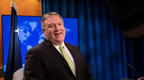 US Secretary of State Mike Pompeo speaks to the media at the State Department in Washington, DC on May 20, 2020.