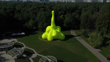 Giant green elephant captivates Moscow park before it heads off to Burning Man art fest