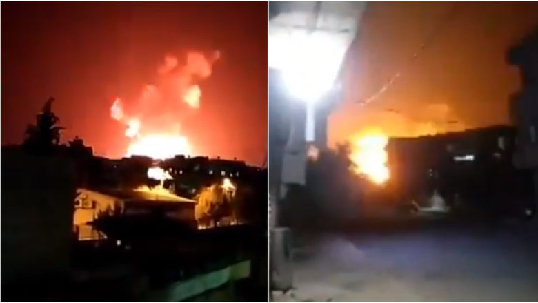 وسطی شام میں اسرائیلی جیٹ طیاروں کے فوجی اڈوں پر حملہ کرنے کے بعد بڑے دھماکے