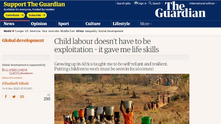 بچوں سے مزدوری کے مدعے پر افریقی سماجی کارکن کی اہم تحریر: عالمی ادارے مغربی تہذیبی تعصب سے نکل کر معاملے کو سمجھیں