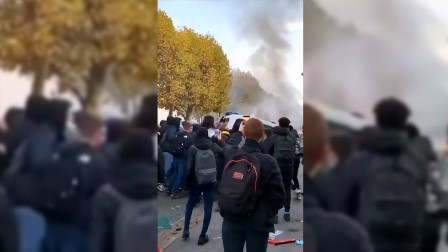 پیرس میں تالہ بندی کے دوران اسکول کھولنے پر طلباء کا احتجاج، جلاؤ گھیراؤ، پولیس وین جلا دی – ویڈیو